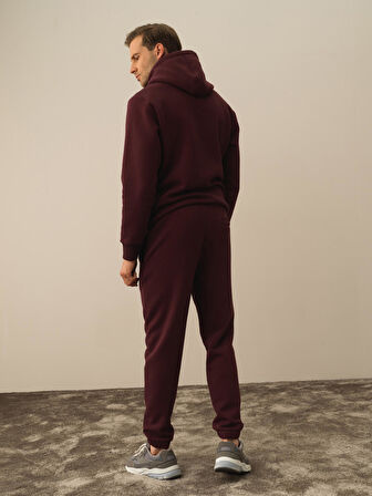 Xint Bordo Pamuk Dokulu Regular Fit Sweat Pantolon