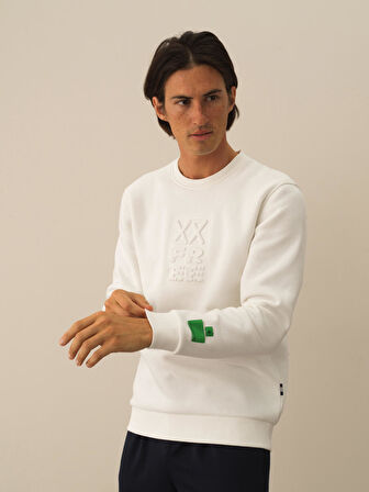 Xint Kırık Beyaz Pamuk Dokulu Regular Fit Sweatshirt