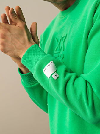 Xint Yeşil Pamuk Dokulu Regular Fit Sweatshirt