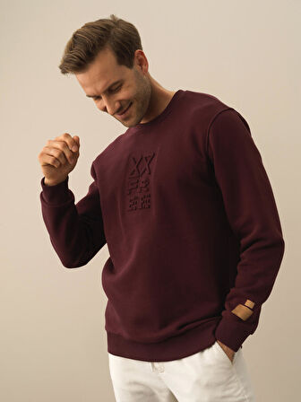 Xint Bordo Pamuk Dokulu Regular Fit Sweatshirt