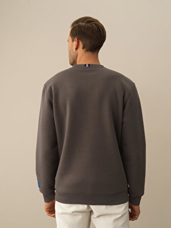 Xint Koyu Gri Dokulu Pamuk Dokulu Regular Fit Sweatshirt