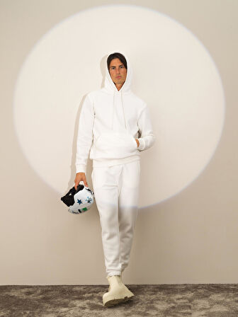 Xint Kırık Beyaz Pamuk Dokulu Regular Fit Sweatshirt