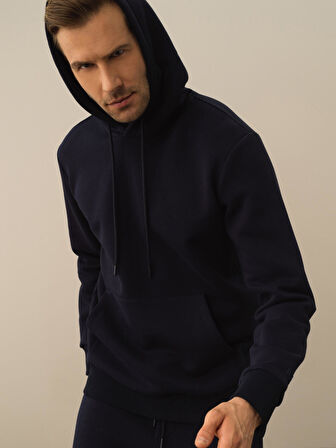 Xint Lacivert Pamuk Dokulu Regular Fit Sweatshirt