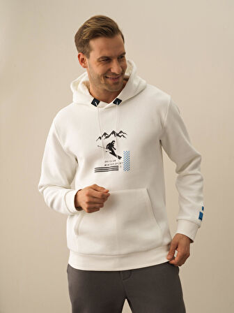 Xint Kırık Beyaz Pamuk Dokulu Regular Fit Sweatshirt