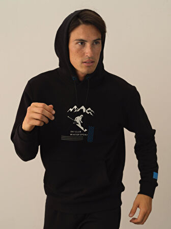 Xint Siyah Pamuk Dokulu Regular Fit Sweatshirt