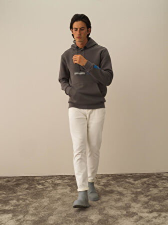 Xint Koyu Gri Pamuk Dokulu Regular Fit Sweatshirt