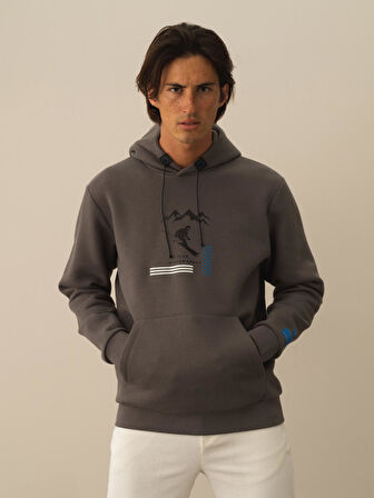 Xint Koyu Gri Pamuk Dokulu Regular Fit Sweatshirt