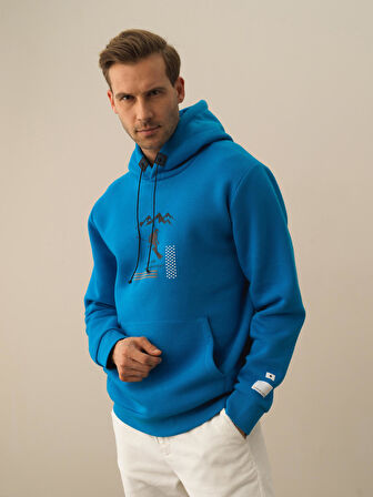 Xint Mavi Pamuk Dokulu Regular Fit Sweatshirt