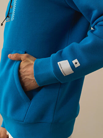 Xint Mavi Pamuk Dokulu Regular Fit Sweatshirt