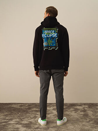Xint Siyah Pamuk Dokulu Regular Fit Sweatshirt