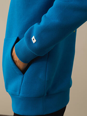 Xint Mavi Pamuk Dokulu Regular Fit Sweatshirt