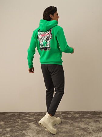 Xint Yeşil Pamuk Dokulu Regular Fit Sweatshirt