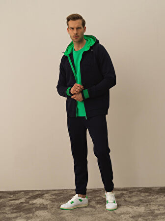 Xint Lacivert Pamuk Dokulu Regular Fit Sweatmont