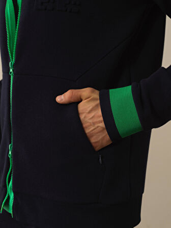 Xint Lacivert Pamuk Dokulu Regular Fit Sweatmont