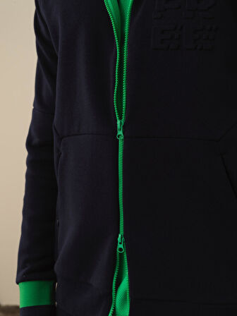 Xint Lacivert Pamuk Dokulu Regular Fit Sweatmont