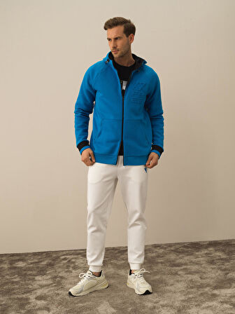 Xint Mavi Pamuk Dokulu Regular Fit Sweatmont