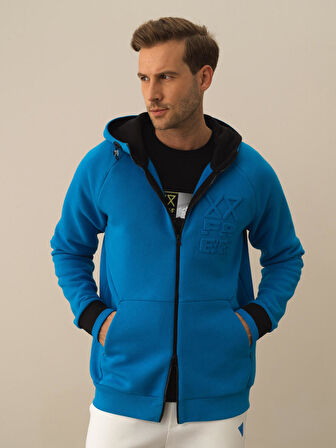 Xint Mavi Pamuk Dokulu Regular Fit Sweatmont