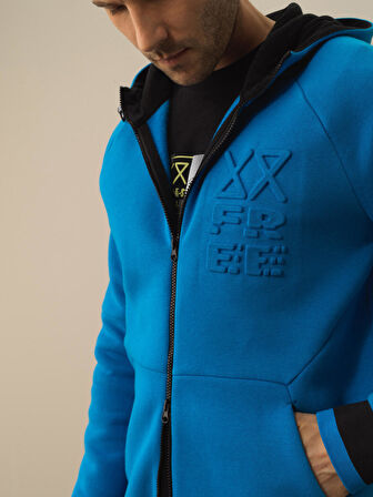 Xint Mavi Pamuk Dokulu Regular Fit Sweatmont