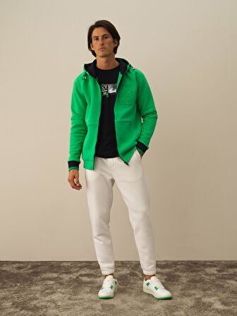 Xint Yeşil Pamuk Dokulu Regular Fit Sweatmont
