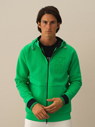 Xint Yeşil Pamuk Dokulu Regular Fit Sweatmont