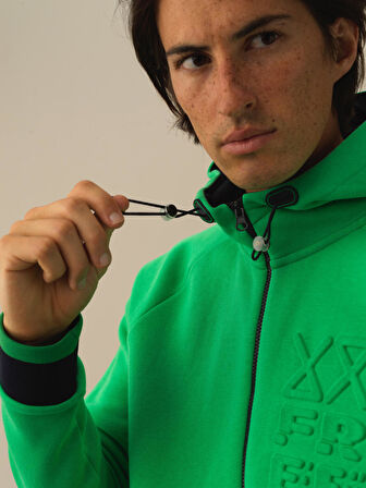Xint Yeşil Pamuk Dokulu Regular Fit Sweatmont