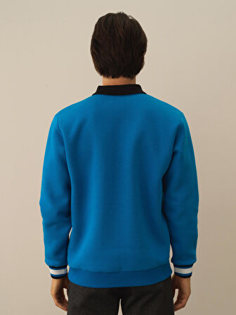 Xint Mavi Pamuk Dokulu Regular Fit Sweatshirt