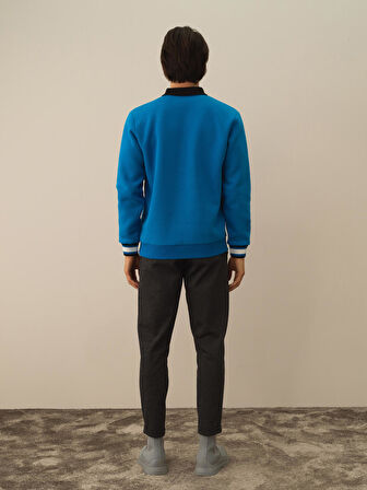 Xint Mavi Pamuk Dokulu Regular Fit Sweatshirt