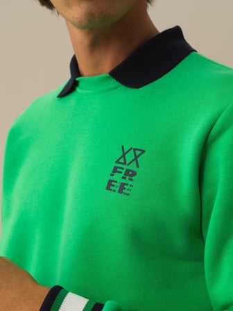 Xint Yeşil Pamuk Dokulu Regular Fit Sweatshirt