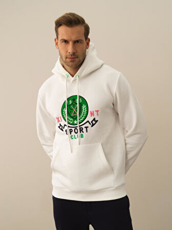 Xint Kırık Beyaz Pamuk Dokulu Regular Fit Sweatshirt