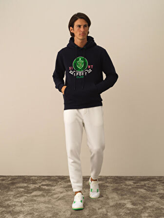 Xint Lacivert Pamuk Dokulu Regular Fit Sweatshirt