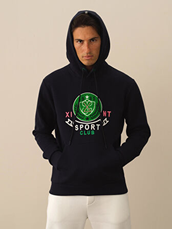 Xint Lacivert Pamuk Dokulu Regular Fit Sweatshirt