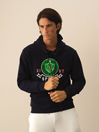 Xint Lacivert Pamuk Dokulu Regular Fit Sweatshirt