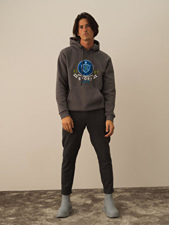 Xint Koyu Gri Pamuk Dokulu Regular Fit Sweatshirt