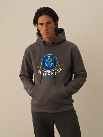 Xint Koyu Gri Pamuk Dokulu Regular Fit Sweatshirt