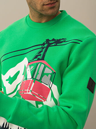 Xint Yeşil Pamuk Dokulu Regular Fit Sweatshirt