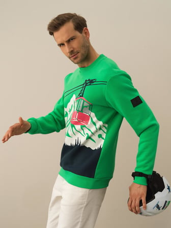 Xint Yeşil Pamuk Dokulu Regular Fit Sweatshirt