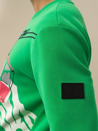 Xint Yeşil Pamuk Dokulu Regular Fit Sweatshirt