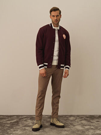 Xint Bordo Pamuk Dokulu Regular Fit Sweatmont