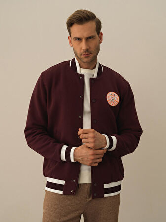 Xint Bordo Pamuk Dokulu Regular Fit Sweatmont