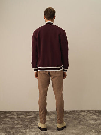 Xint Bordo Pamuk Dokulu Regular Fit Sweatmont