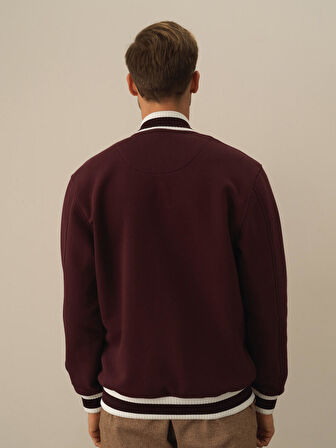 Xint Bordo Pamuk Dokulu Regular Fit Sweatmont