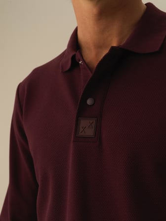 Xint Bordo Pamuk Dokulu Slim Fit Uzun Kollu Tişört
