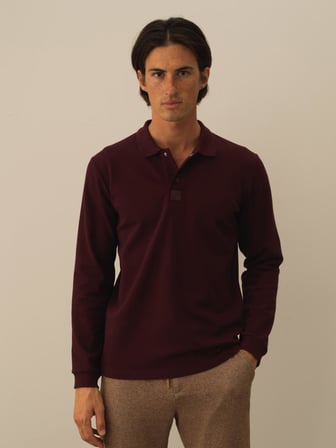 Xint Bordo Pamuk Dokulu Slim Fit Uzun Kollu Tişört
