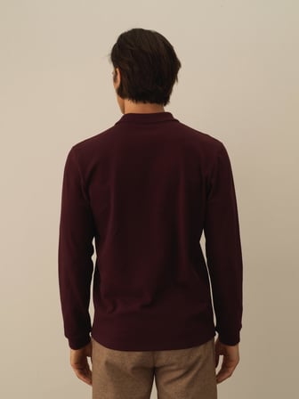 Xint Bordo Pamuk Dokulu Slim Fit Uzun Kollu Tişört