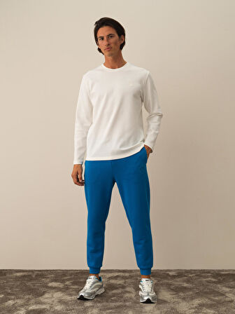 Xint Kırık Beyaz Pamuk Dokulu Regular Fit Uzun Kollu Tişört