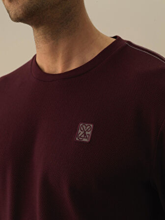 Xint Bordo Pamuk Dokulu Regular Fit Uzun Kollu Tişört