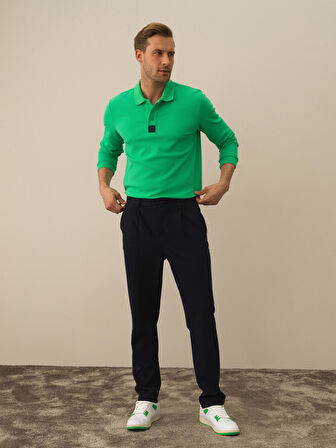 Xint Lacivert Pamuk Dokulu Slim Fit Jogger Pantolon