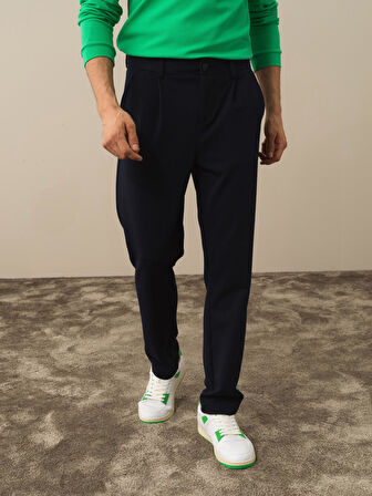Xint Lacivert Pamuk Dokulu Slim Fit Jogger Pantolon