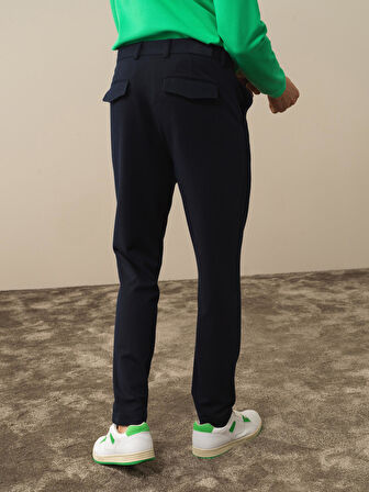 Xint Lacivert Pamuk Dokulu Slim Fit Jogger Pantolon