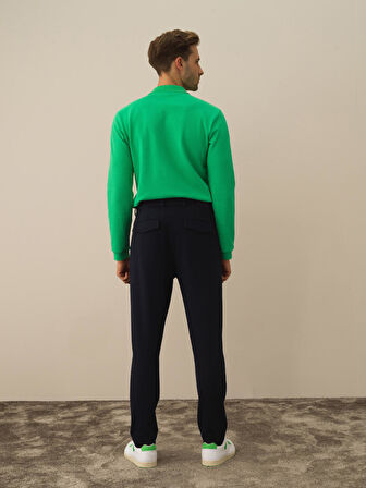 Xint Lacivert Pamuk Dokulu Slim Fit Jogger Pantolon